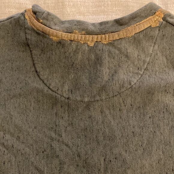 Zadig & Voltaire Army Green Distressed Logo Sweatshirt With Gold Painted Trim. - Picture 8 of 10